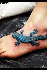 kaunis sininen gecko instep tatuointikuvio