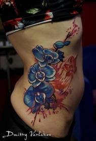 side rib farge godt utseende blomster tatovering mønster