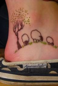 modello di tatuaggio alla caviglia albero verde carino