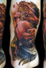 waist Side incredible color human tattoo pattern