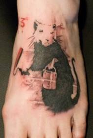 kvinnelig vrist tatoveringsmønster for svart og hvitt mus