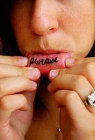 female lips black English alphabet tattoo picture