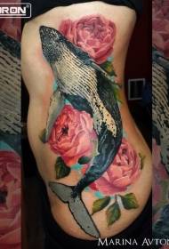model realist i stilit balena e madhe dhe modeli i tatuazhit të trëndafilave