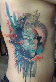 струк страна илустрација стил боја женски портрет тетоважа узорак
