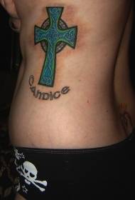 krzyż wzór tatuażu z boku żebra