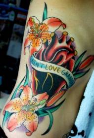 pasni barvni lili in angleški vzorec tatoo