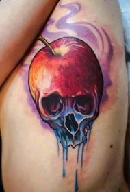 motif de tatouage crâne pomme couleur côté taille