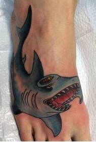 instep kolora karikaturo ŝarko tatuaje ŝablono