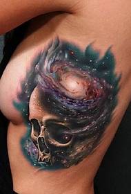 hot beauty side waist 3d skull tattoo pattern