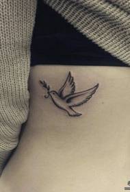 oldalsó derék fekete szürke Peace galamb tetoválás minta