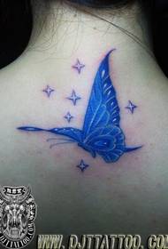 Neck Butterfly Star Tattoo Model