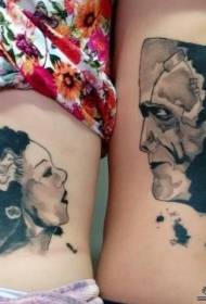 Retrat de cintura lateral parell patró de tatuatge de tinta esquitxada