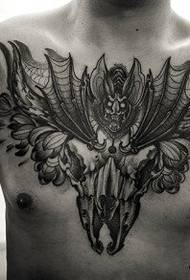 Men's chest fashion cool bat sheep head tattoo tattoo pattern