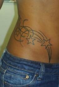 waist simple black hollow five-pointed star tattoo picture