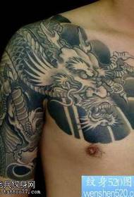 шаль дракона чорна-шэры малюнак татуіроўкі