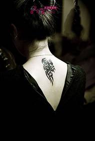 Girl's Back Neck Scorpio Tattoo
