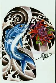mode halva bläckfisk krysantemum tatuering manuskript mönster för att njuta av bilden