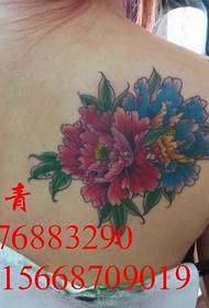 Tianjin Xiaodong Tattoo Show Bar działa: wzór tatuażu chryzantemy z tyłu na ramionach