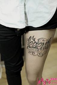 long leg font English tattoo picture