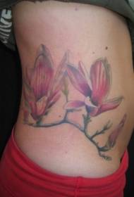 Säit Ripp Rosa Magnolia Branche Tattoo Muster