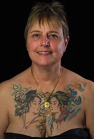 isifuba se-Japanese geisha tattoo iphethini