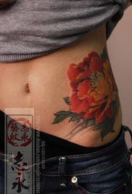 красива бічна талія красиві кольорові півонія татуювання візерунок