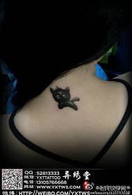 girls neck cute cartoon kitten Tattoo pattern