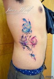 cintura lateral flor duende color splash tinta tatuaje patrón