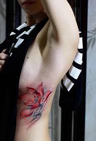 огън Пикантна красота страна талия снимка татуировка лотос
