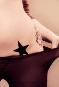 vrouwelijke taille zwart solide vijfpuntige ster tattoo patroon