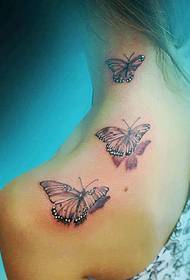 ženski šal 3D vzorec tatoo metuljev