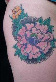 motif de tatouage fleur rose cuisse