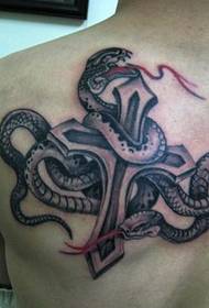 ombro um padrão de tatuagem de cobra cruz