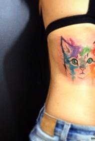 cintura lateral patrón de tatuaje de gato de tinta de cintura lateral