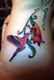 Patrón de tatuaje de flores de colibrí fermoso 113659-cintura patrón de tatuaje de mariposa hermoso azul