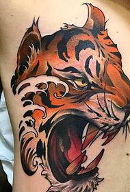 looked at the scared side waist tiger head tattoo