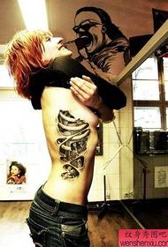 moteriškos šoninės juosmens mechaninės tatuiruotės