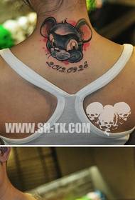 After the neck cute couple bunny and mouse tattoo pattern