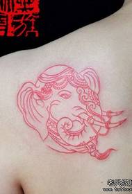 knabino ŝultro linio elefanto tatuaje ŝablono