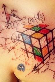 umuntu esifubeni umbala ubuntu Rubik sika Cube ehlukile tattoo isithombe