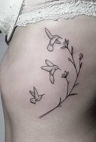 oldalsó derék kis friss ág madár tetoválás minta