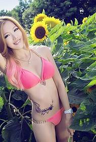 Foto di bikini rosa bellezza girasole sexy gambe nude ape 115179- seno rosa intimo piccole immagini sexy sexy del modello del tatuaggio delle gambe