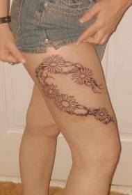нога једноставан узорак цвјетне линије тетоважа цвијета