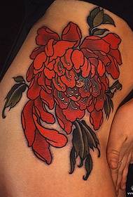 side waist traditional peony flower tattoo pattern