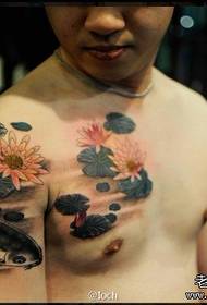 a stylish and beautiful half-small ink squid lotus tattoo pattern from Hong Kong tattoo circle