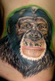dath rib taobh phatrún tattoo portráid dubh orangutan