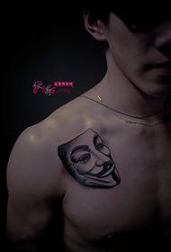 budak lalaki dada V vendetta topeng tato