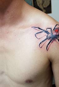 'n 3d spinnekop tatoeëringpatroon op die skouer