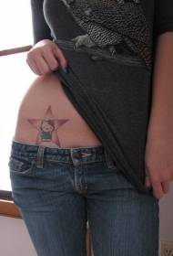 étoile à cinq branches avec image de tatouage Hello Kitty