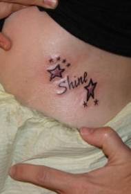 immagine del tatuaggio stella a cinque punte lucente nera in vita
